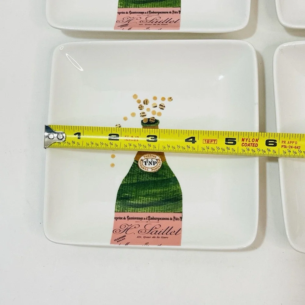 Pottery Barn Denise Fielder Set‎ of 4 Champagne Appetizer Square Plates